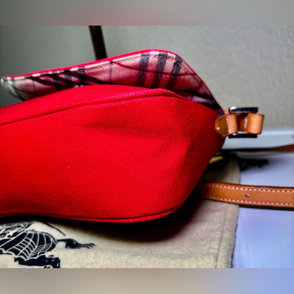 Burberry Red Canvas Crossbody Bag | Leather Trim | Dust Bag Included | w/COA - Picture 9 of 16
